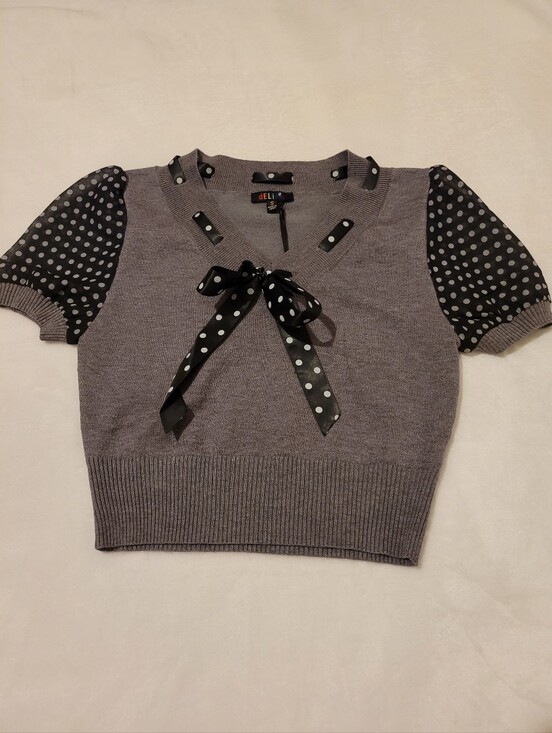 dELiA*s Tops - Delia's By Dolls Kill Gray And Polka Dot Sweater Top